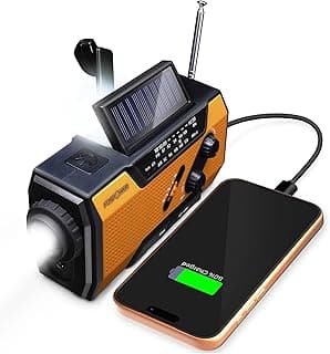 FosPower NOAA Emergency Weather Radio A1 7400mWh Portable Power Bank, AM/FM, USB/Solar/Hand Crank Charging, Battery Operated, SOS Alarm & F...
