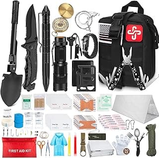 238Pcs Emergency Survival Kit and First Aid Kit, Professional Survival Gear Tool with Tactical Molle Pouch and Emergency Tent for Earthquak...