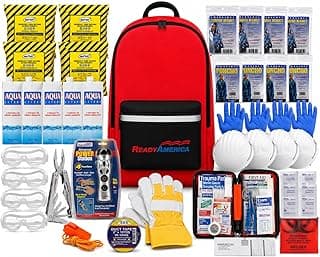 Ready America 72 Hour Deluxe Emergency Kit, 4-Person 3-Day Backpack, First Aid Kit, Survival Blanket, Power Station, Emergency Food, Portab...
