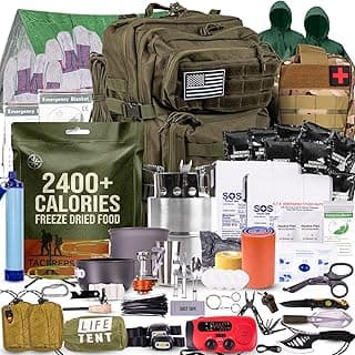 TacPreps 72 Hour Survival Kit, 45L Bug Out Bag with Emergency Food, Water Filter, First Aid Kit, Shelter and Survival Tools