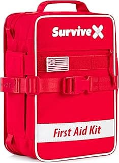 SurviveX Large First Aid Kit for Car, Travel & Home - Emergency Kit for Hiking, Camping, Backpacking and Outdoors - Includes Zip Stitch Wou...